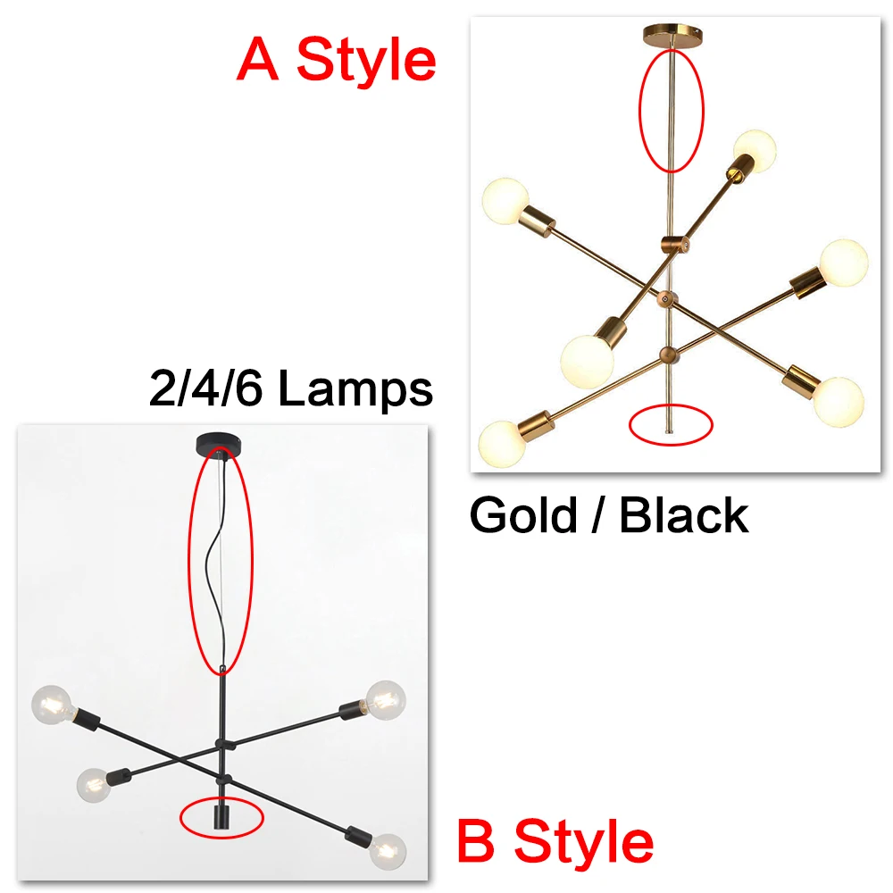 скандинавском подвесные светильники 85 265в E27 освещение в помещении черный
