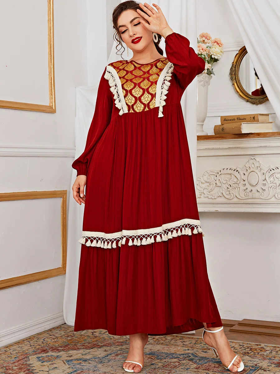 Мусульманское платье для женщин Дубай турецкий халат вышивка кафтан этнические с длинным рукавом дикие платья Кафтан абайя Исламская одеж...