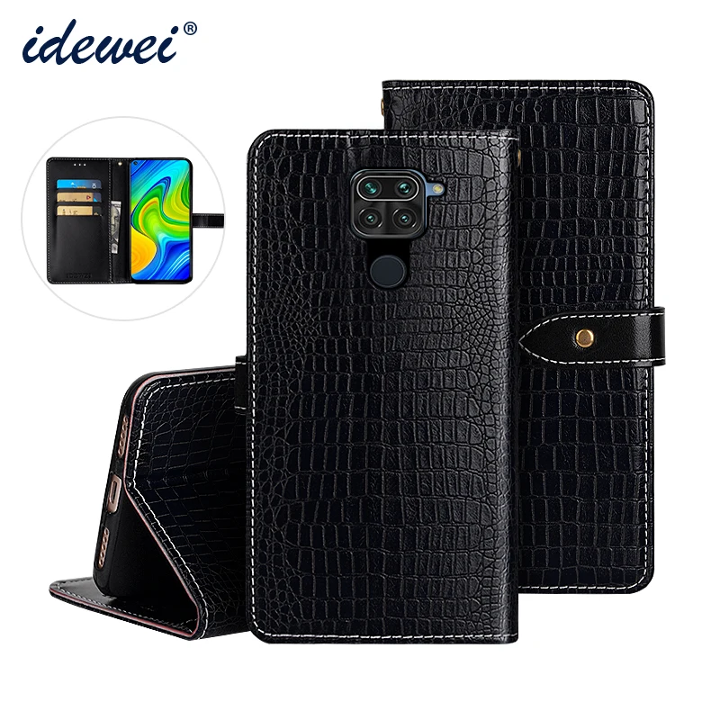 

Case For Redmi Note 9 Cover Luxury Leather Flip Case For Redmi Note 9 4G Protective Phone Case Crocodile Grain