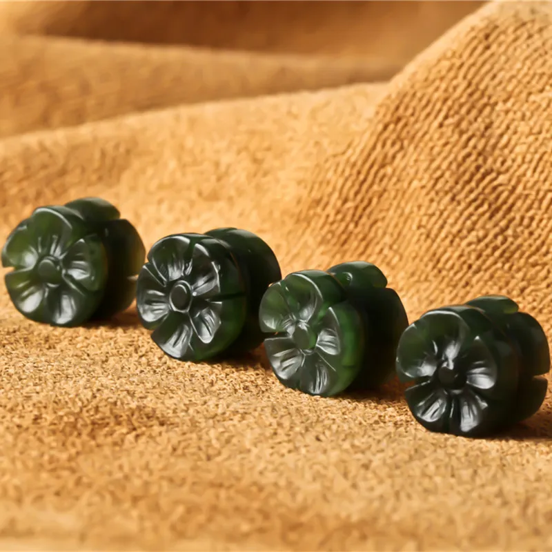 

Natural hetian jadeite handcarved plum flower 100%real jade bracelet necklace jade accessories septa scattered beads for women