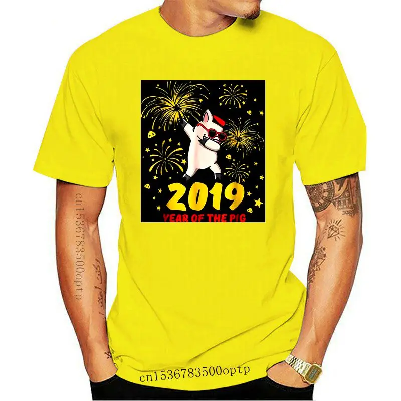 

Новинка 2021 футболки с китайским годом свиньи дэббинг Свинья 100% хлопок мужской тренд 2021 Бесплатная доставка Забавные топы Футболка
