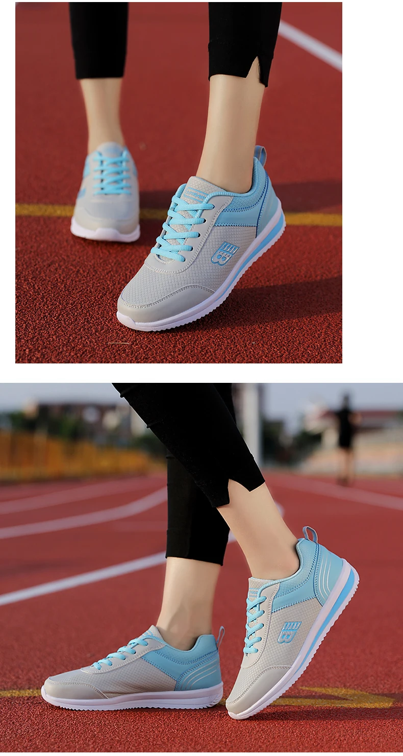 Size 35-41 New Fashion Tennis Shoes for Women Ultra-light Leather Blue Sneakers Gym Sport Shoes Tenis Feminino Basket Femme