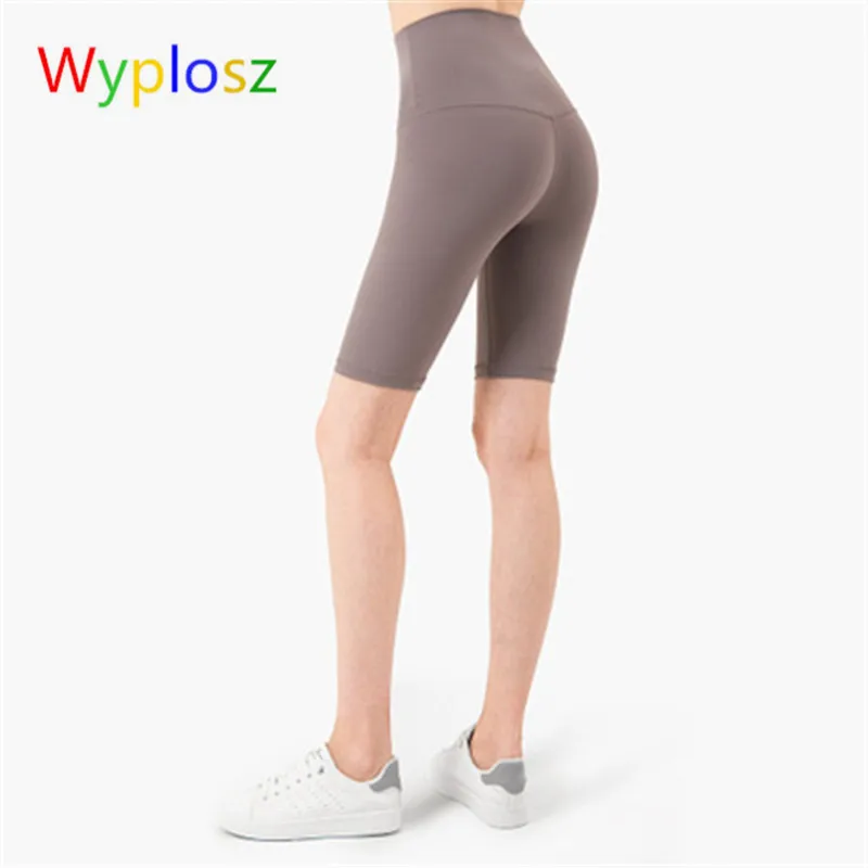 

WYPLOSZ Yoga shorts Nude Nylon Fitness Jogger Shorts High Waist Sports Fitness Slim Gym Shorts Female Sports Push Up hip peach
