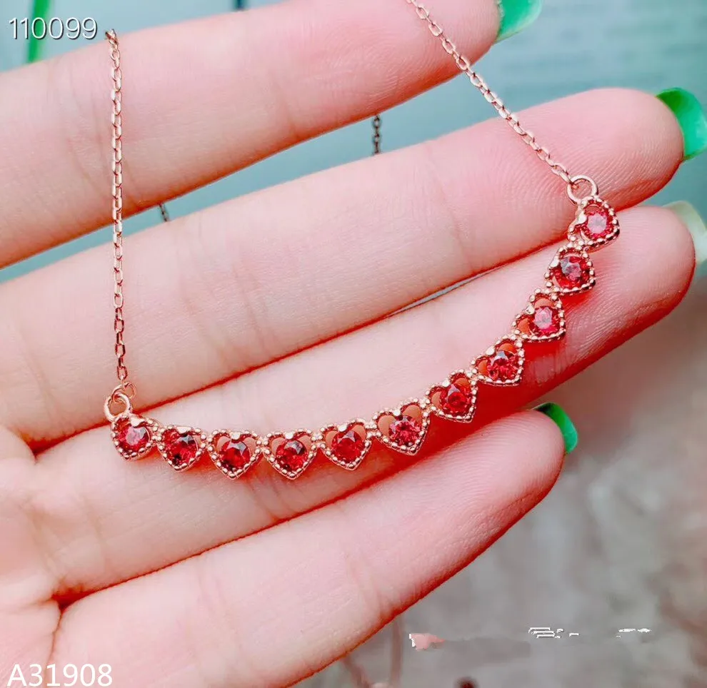

KJJEAXCMY Fine Jewelry 925 sterling silver inlaid t natural garnet female necklace support test