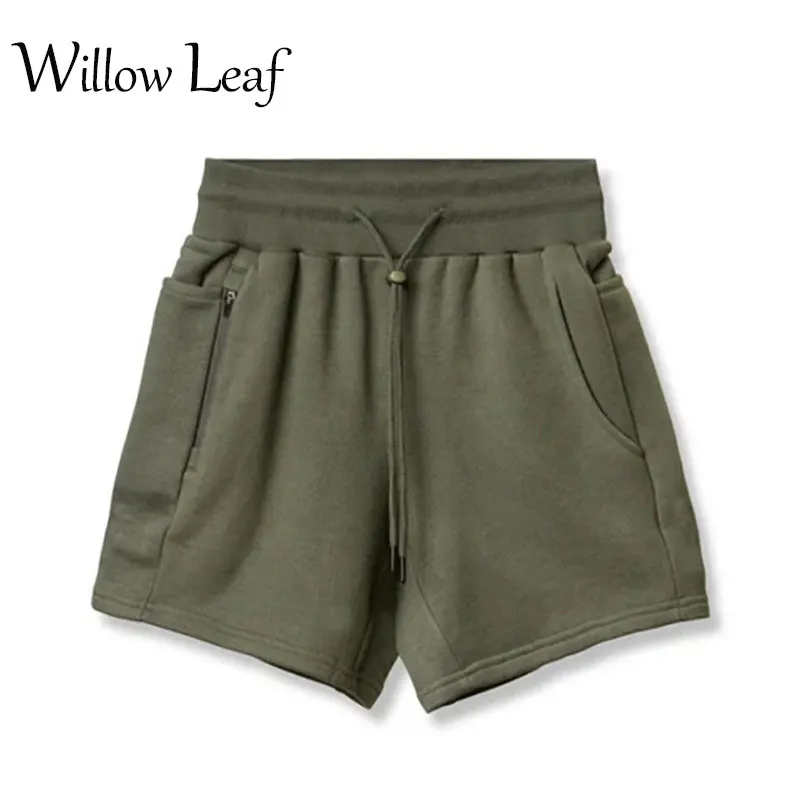 

Шорты мужские из хлопка с листьями ивы, повседневные домашние штаны для бега и занятий спортом, бодибилдингом, лето 2021