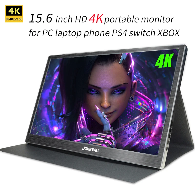 저렴한 4K 휴대용 모니터, 15.6 인치, 3840X2160 IPS LCD 디스플레이, HDMI DP, C 타입, PC 노트북 전화 PS4 스위치 XBOX 1080P 게임용 모니터