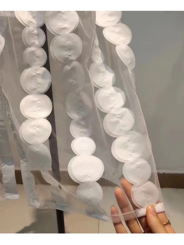 

Big-name summer net gauze applique perspective sexy pleated dress 2020New women's short-sleeved belt fashion party tutu skirt XL