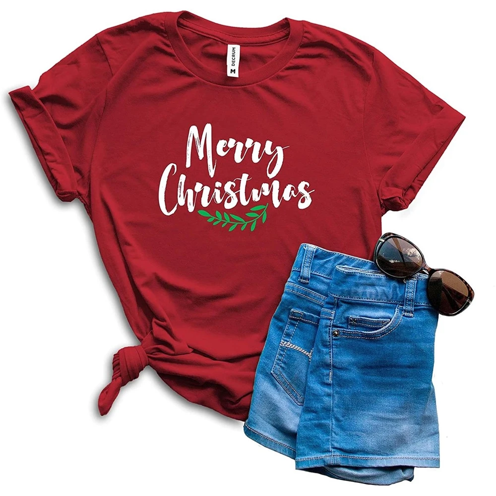 

Red Christmas Shirt for Women - Merry Gifts Graphic Tee Shirts TX5159