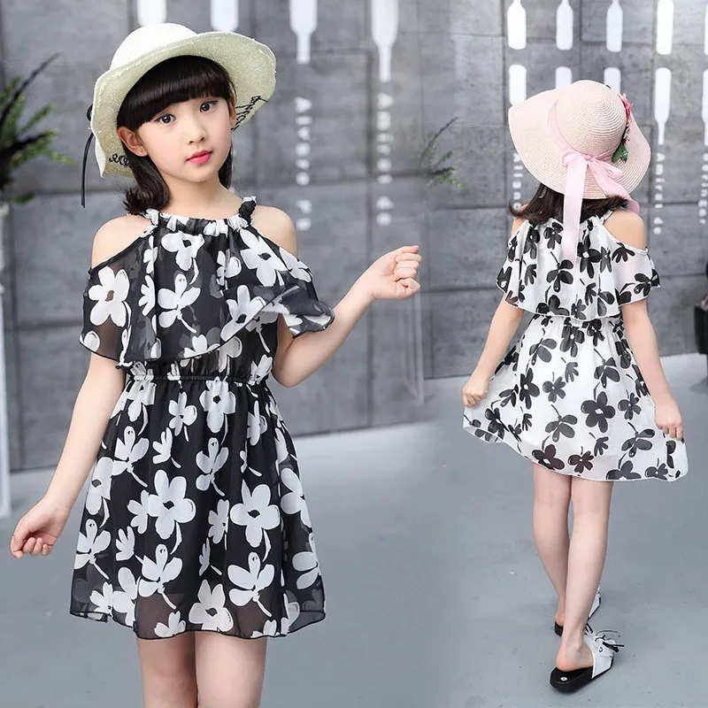 

3-13T Summer Girl Dress Elegant Tutu Child Clothes Baby Plaid Floral Girl Dress Kids Clothes Beach