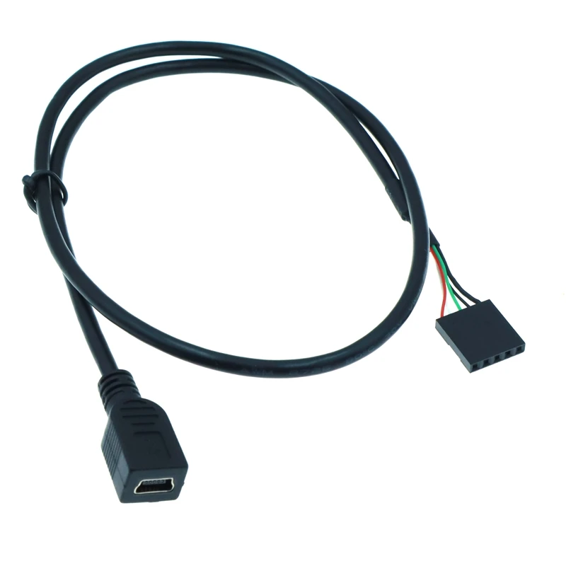 Лучшая цена 90 градусов колено Mini USB штекер-гнездо к DuPont 5-контактный гнездовой