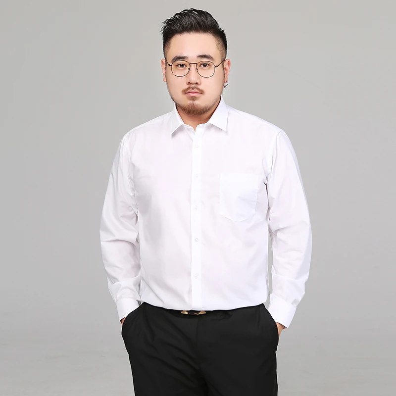 High Quality Non Iron White Shirts for Mens Business Clothing 7XL 8XL Plus Size Dress Shirts Male Fat Solid Color Formal Blouses