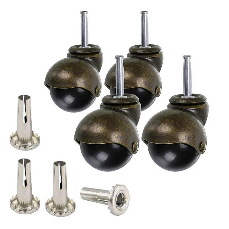 

Quality 4 Pack 2 Inch Ball Caster Stem Caster Wheel with Sockets,Vintage Antique Swivel Caster for Furniture,Sofa,Chair,Cabinet