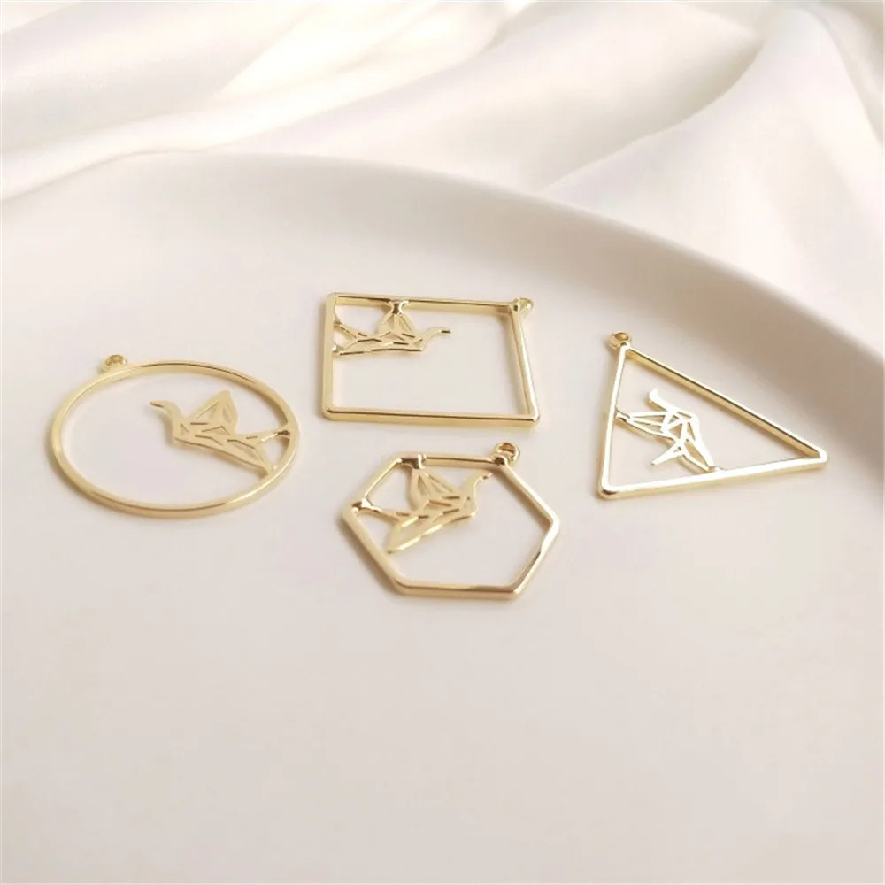 

14K Gold Filled Geometric accessories thousand paper crane earrings pendant accessories diy jewelry earrings pendant material