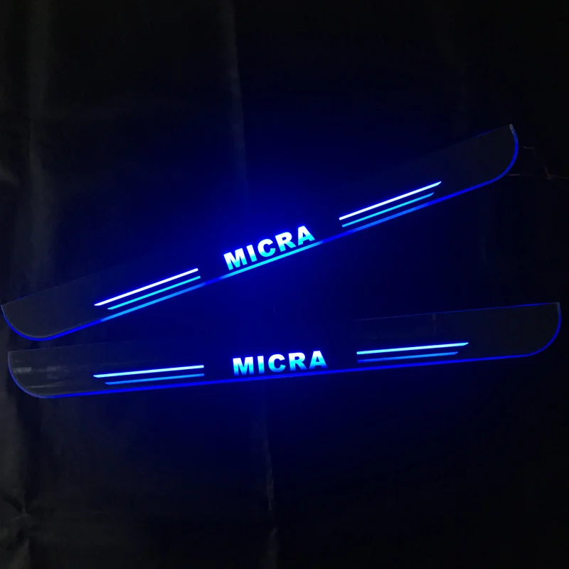 

Customized Upgraded LED Door Sill Plate Moving Light Pathway Light Acrylic Welcome Pedal Car Scuff For Nissan MICRA 2009 - 2018