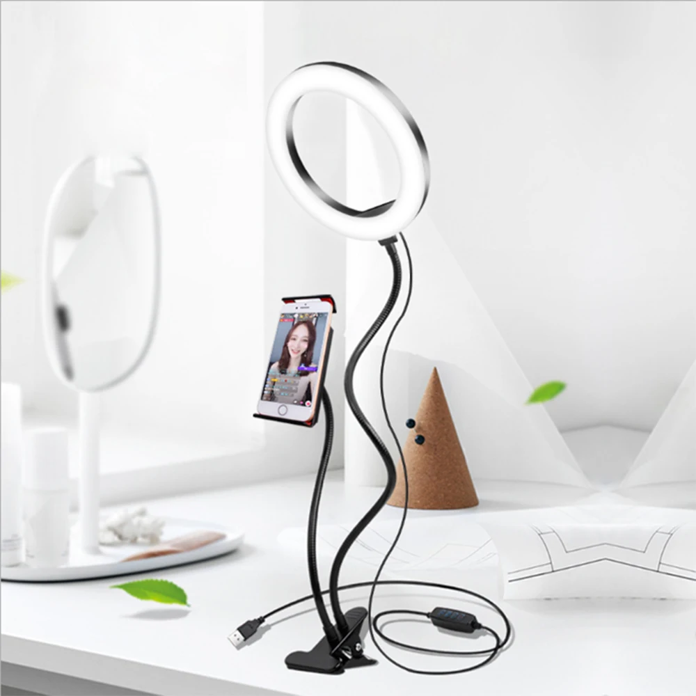 Кольцевой светильник для селфи с подставкой держатель сотового телефона