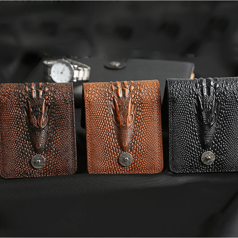 

mens wallet leather genuine short purse billetera hombre men wallets vintage style cartera hombre crocodile Alligato portemonne