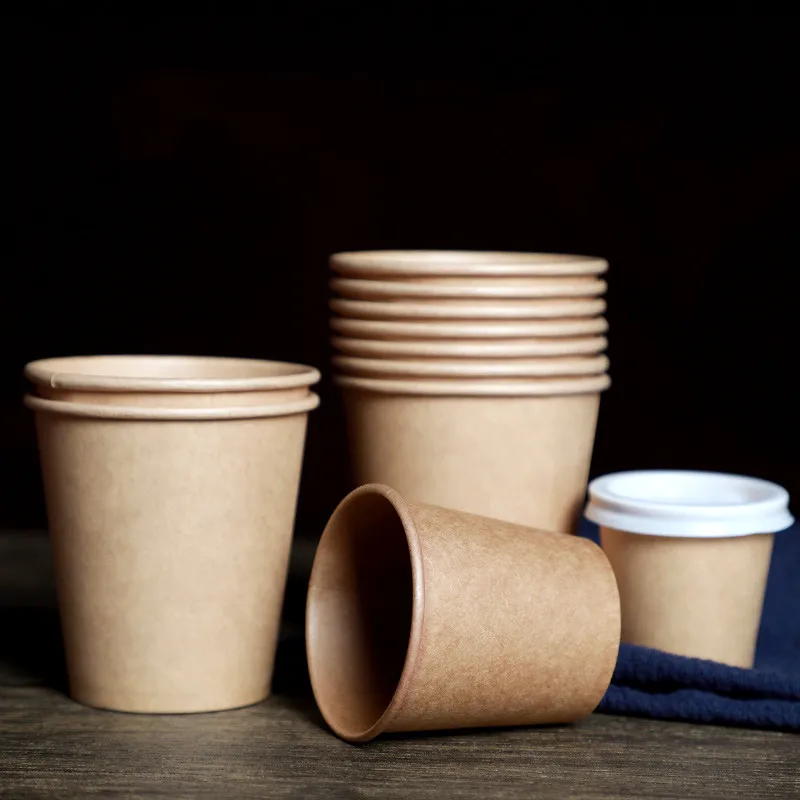 100pcs/pack Disposable Paper Cups 2.5/4/7/8oz Kraft Paper Cups Coffee Milk Cup Paper Cup For Hot Drinking Party Supplies