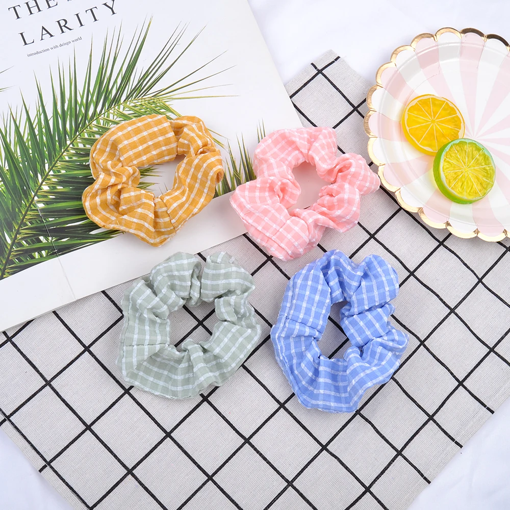 Женские Элегантные полосатые клетчатые резинки для волос эластичная повязка
