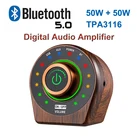 Усилитель мощности цифрового звука, 50 Вт + 50 Вт, Bluetooth 5,0 TPA3116, класса D, Деревянный Ретро стерео Hi-Fi усилитель для домашнего кинотеатра