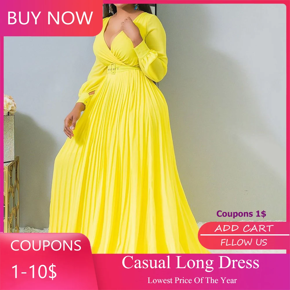 

Размера плюс желтый Плиссированное вечернее платье вечерние платья для женщин длинные платья ужин винтажный фонарь рукав макси вечернее п...