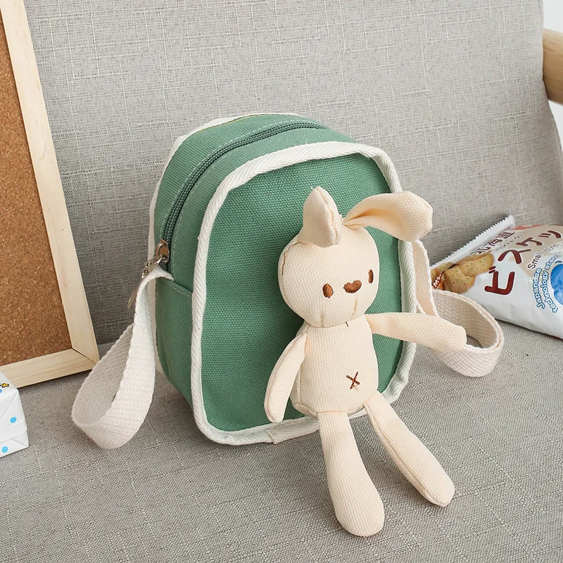 Rabbit Children's Small Square Shoulder Bag Cute Kids Coin Purse Phone Pouch Handbags Wallet Lovely Girls Canvas Crossbody Bags