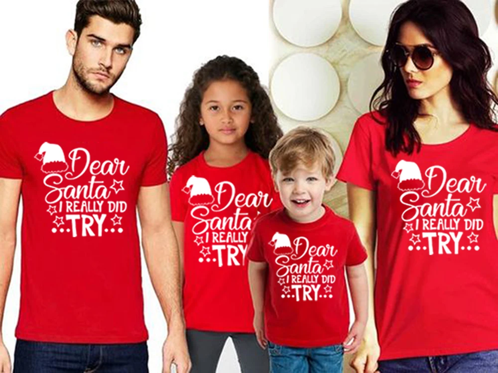 1 шт. дорогой Санта я действительно попробовать Mommy and Me футболка для мамы и дочки