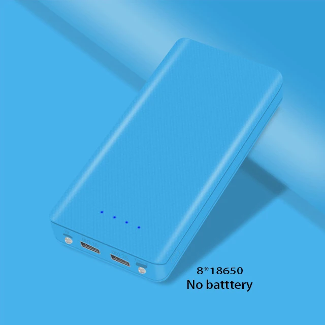 Blue No Battery Micro type C usb порты DIY Внешний Аккумулятор Чехол 18650 батарея светодиодный светильник зарядка цифровой дисплей внешний аккумулятор комплект частей Внешнее зарядное устройство - Цвет: Blue No Battery