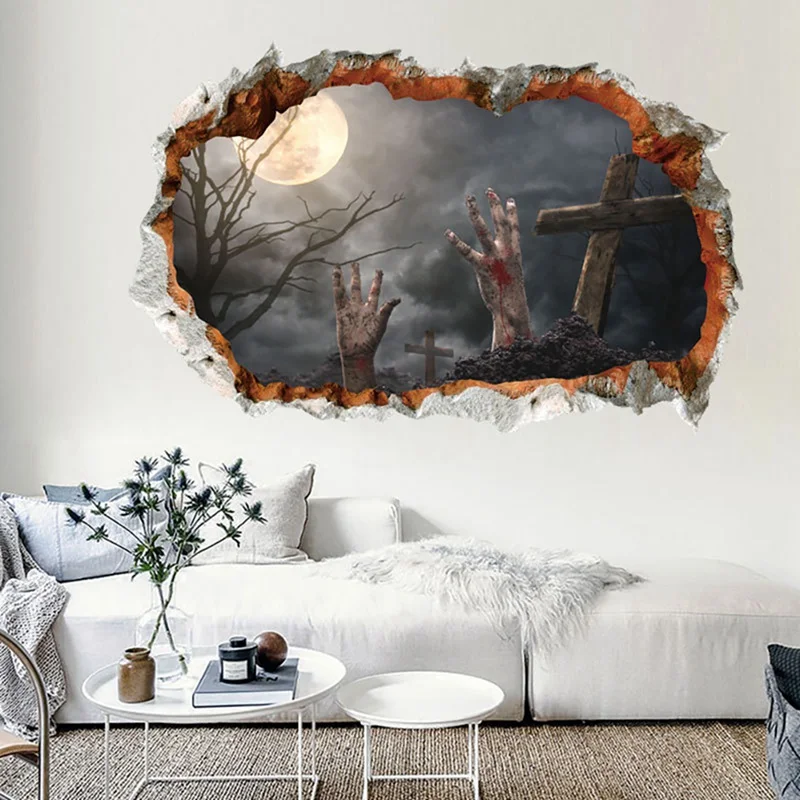 

Halloween 3D Hole Ghost Hand Wall Sticker Party Decoration Sticker Halloween Wall Sticker