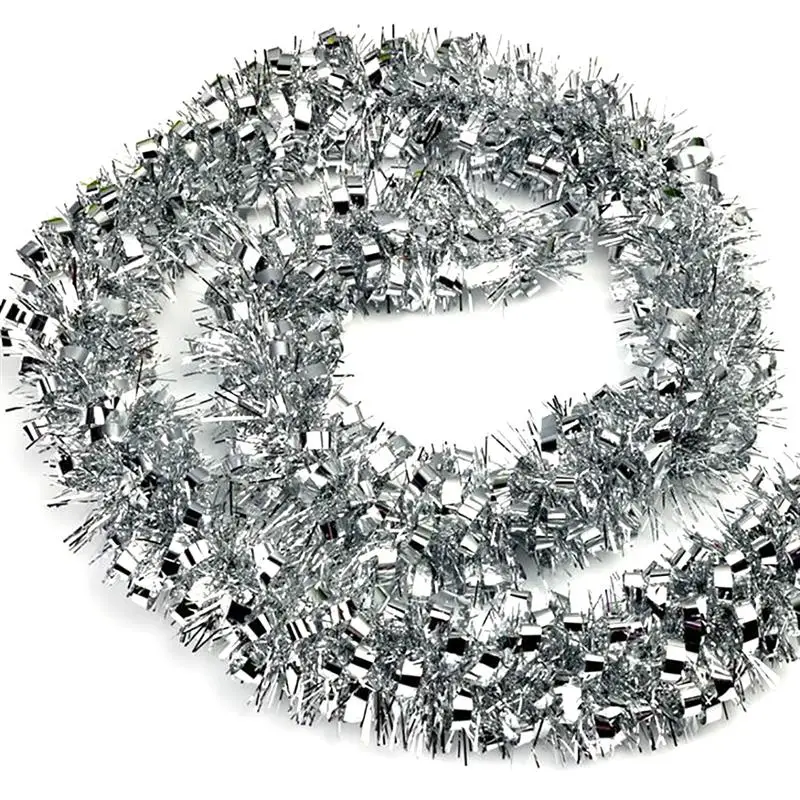 Silver 6.56ft Tinsel Garland All-purpose DIY Shiny Party Garland for Christmas Wedding - Цвет: Silver
