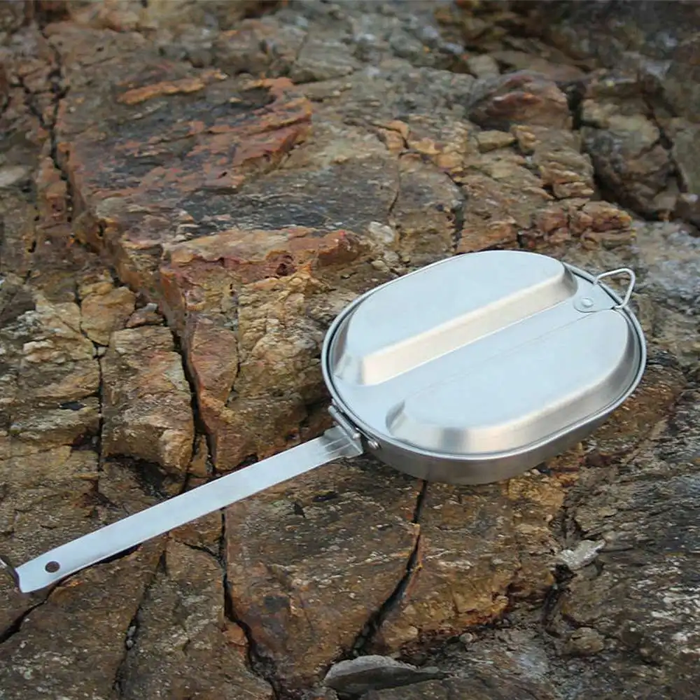 

Stainless Steel Snacks Containers Foldable Handle Picnic Lunch Box For Students School Outdoor Camping Picnic Tableware