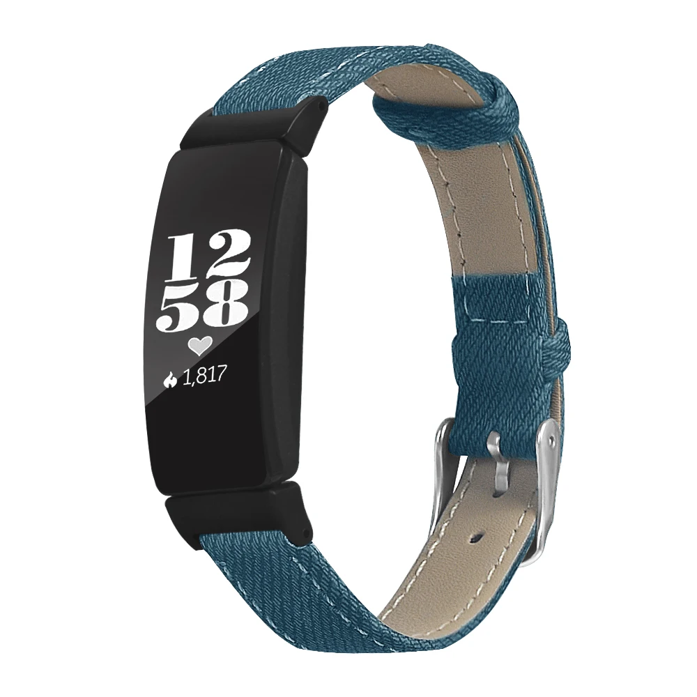 Винтажные кожаные часы ремешок из джинсовой ткани сменный для Fitbit Inspire трекер