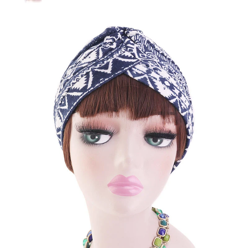 Хлопковый мусульманский Тюрбан Хиджаб шапка с модным принтом накидка на голову