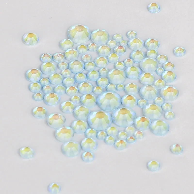 Микс Размер светильник мокко голубое стекло FlatBack светящиеся Стразы для дизайна