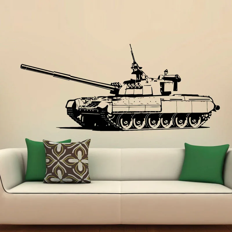 Фото Креативная Наклейка на стену с тяжелым армейским танком домашний декор