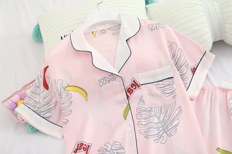 Женская летняя ночная рубашка с коротким рукавом шелковая пижама | одежда