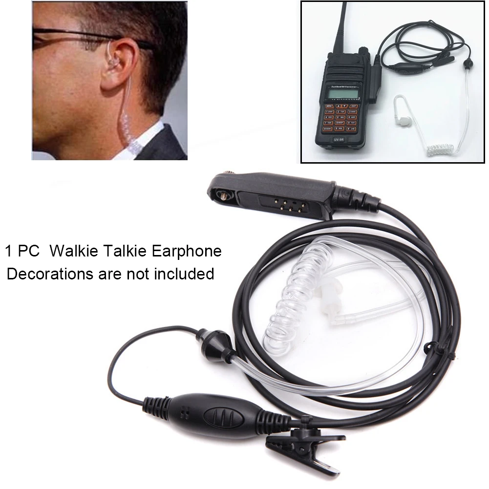 PTT Microphone Listen Covert Security Air Acoustic Tube Accessories Walkie Talkie Earphone Two Way Radio For Baofeng UV-9R | Мобильные