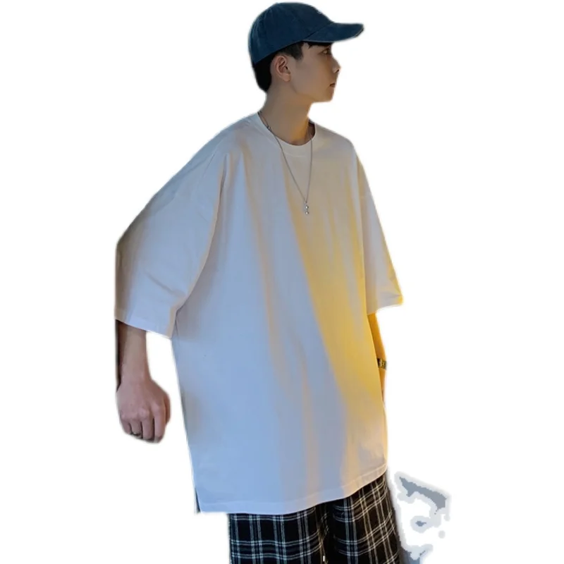 

Summer O-neck Solid Color T-shirt Men Korean Fashion Loose Casual T-shirt Men Harajuku Streetwear Short-sleeved T-shirt Men