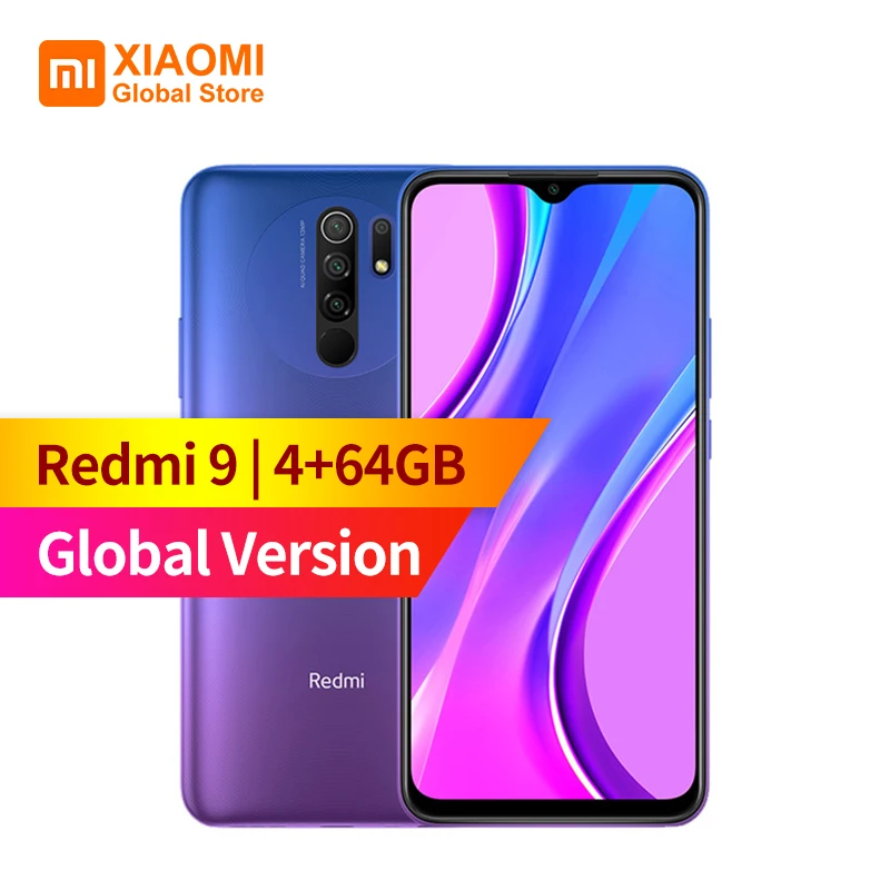 Глобальная версия Xiaomi Redmi 9 4 Гб RAM 64 ГБ ROM мобильный телефон Helio G80 13MP + 8MP камера 6 53