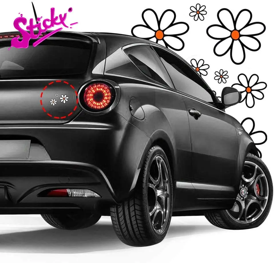 

STICKY Cute Daisy Flower Stickers Set Car Sticker Decal for Bicycle Motorcycle Accessories Laptop Helmet Trunk Wall Stickers