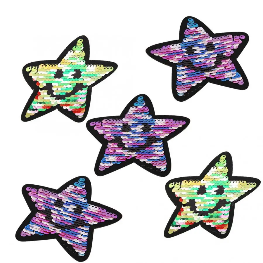 Горячая продажа 5 шт DIY расшитые блестками Звездные узоры со смайликом вышитые