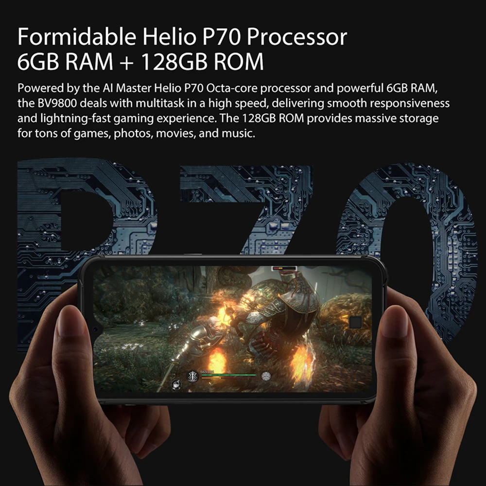 Blackview BV9800 смартфон с 6 3 дюймовым дисплеем процессором Helio P70 ОЗУ ГБ ПЗУ 128 48 0 МП 6580