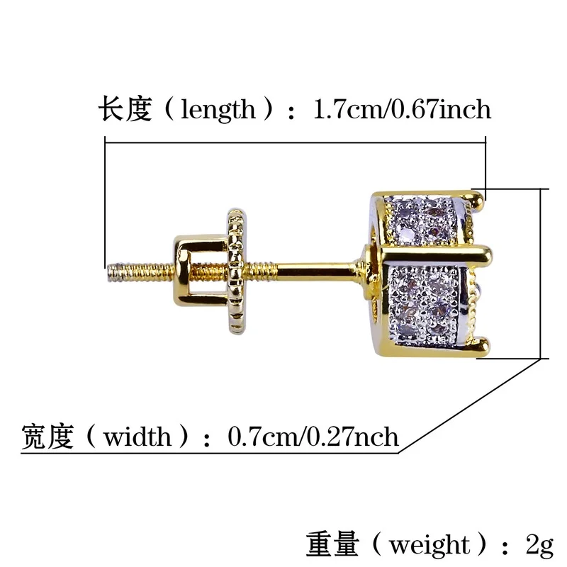 

Hip Hop Jewelry Fashion Streetwear Earring Punk Earrings New Arrived Gold Iced Out Stud Round Earrings With CZ for Men