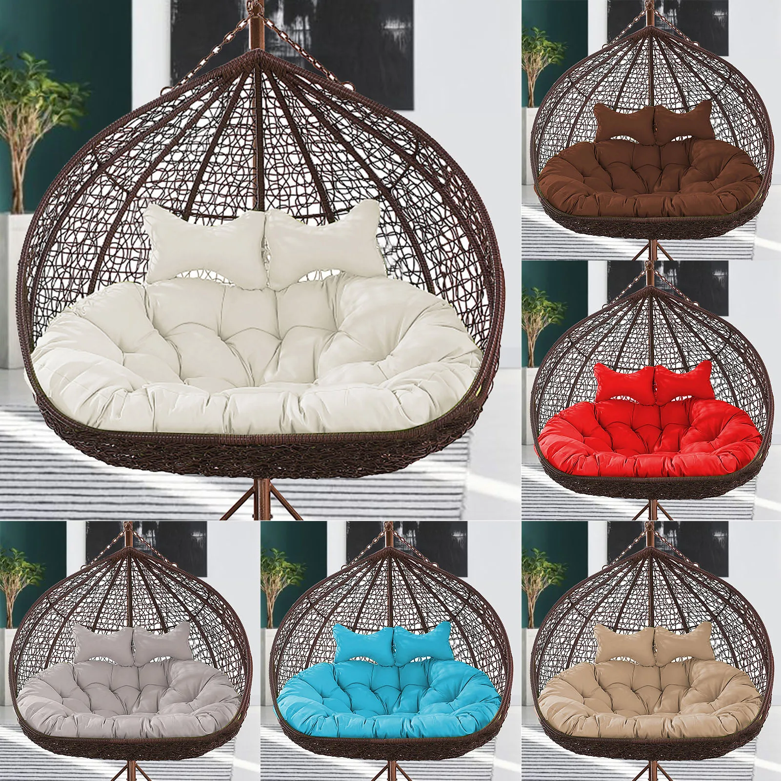 

Hanging Basket Chair Cushion Thickening Double Swing Chair Cloth Mat Indoor Outdoor Household Garden Back Cushion