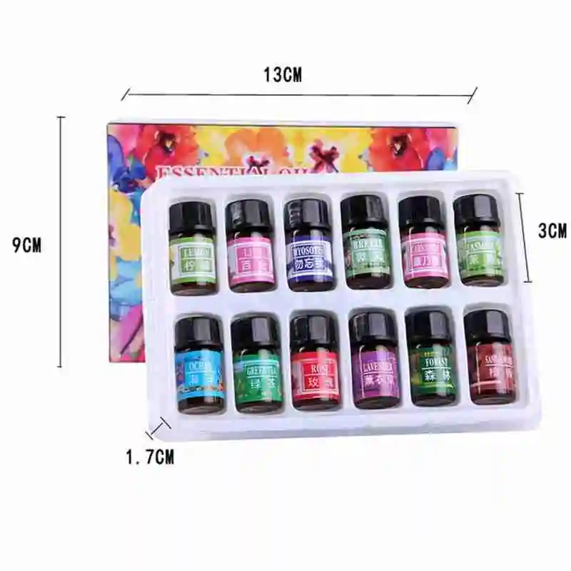 

12Pcs Natural Essential Oil Set Humidifier Relieve Air Stress Grade Therapeu Water-soluble Essential Oil Aromatherapy L0X5
