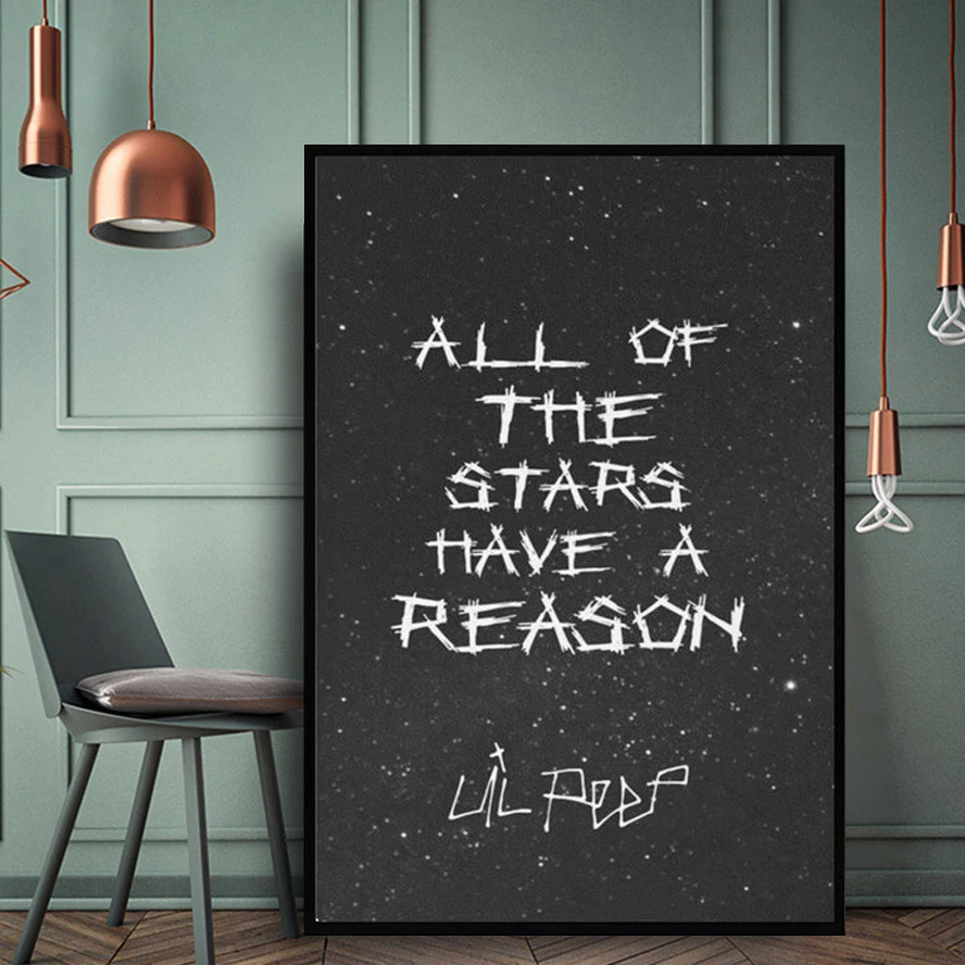 

Wall Art Canvas Painting Lil Peep Star Shopping Lyrics Starry Background Posters HD Prints Modern Living Room Home Decoration