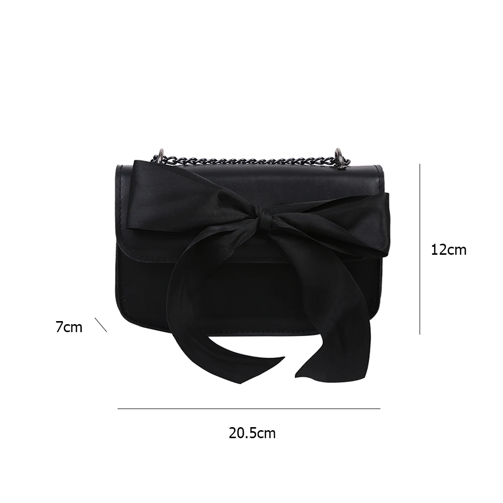 

Vintage Female Handbag Bowknot Shoulder Bag Crossbody Bag Women PU Leather Square Chain Messenger Commuter Pouch Purse