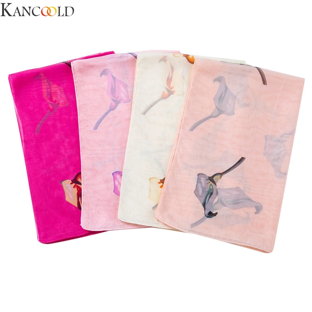 KANCOOLD Модный женский длинный мягкий шарф с принтом птиц Дамская шаль шарфы кольцо