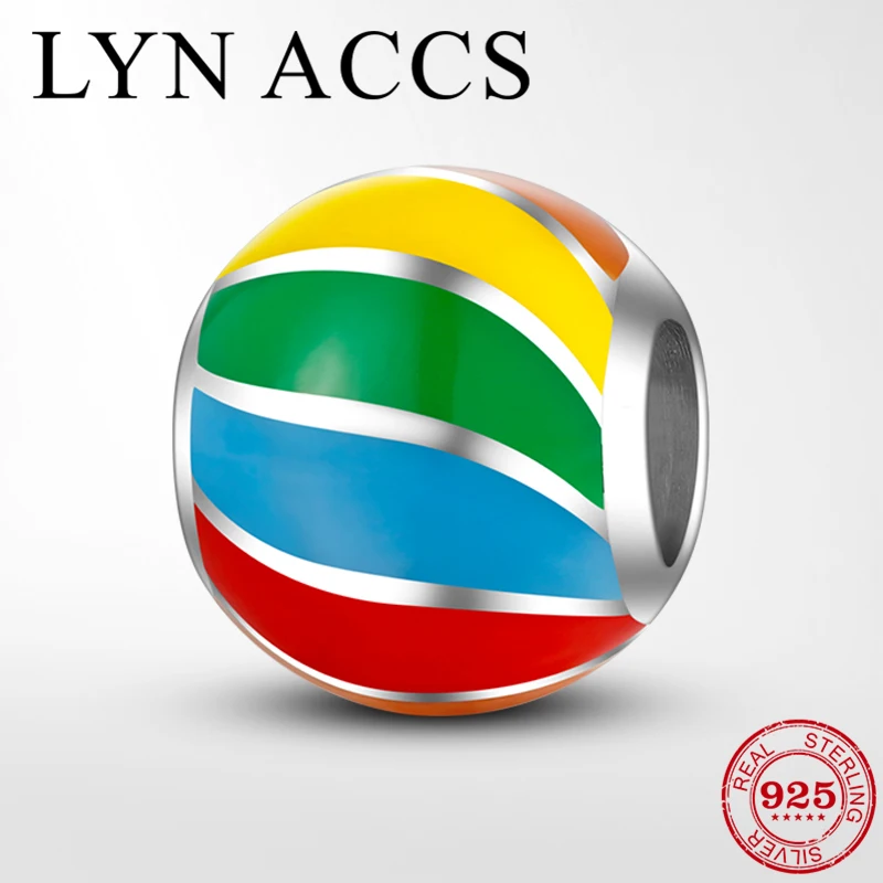 Хит Стерлинговое Серебро 925 пробы изысканные радужные полосы DIY бусины