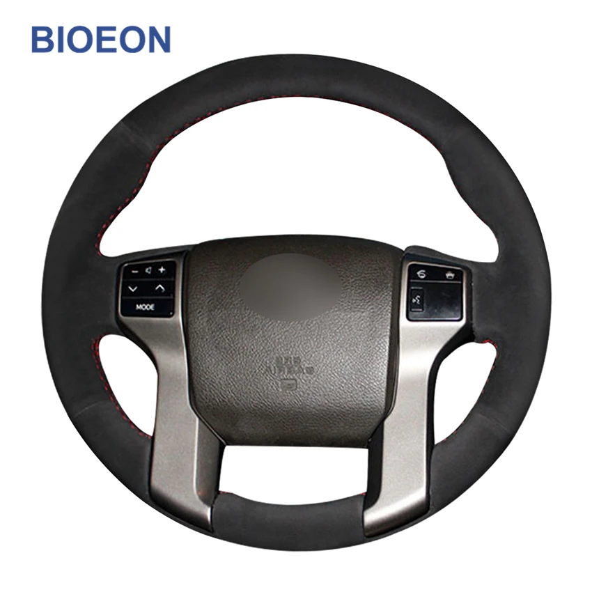 

Ручное шитье черные синтетические замшевые чехлы рулевого колеса автомобиля для Toyota Land Cruiser Prado Land Cruiser Tacoma Tundra Sequoia