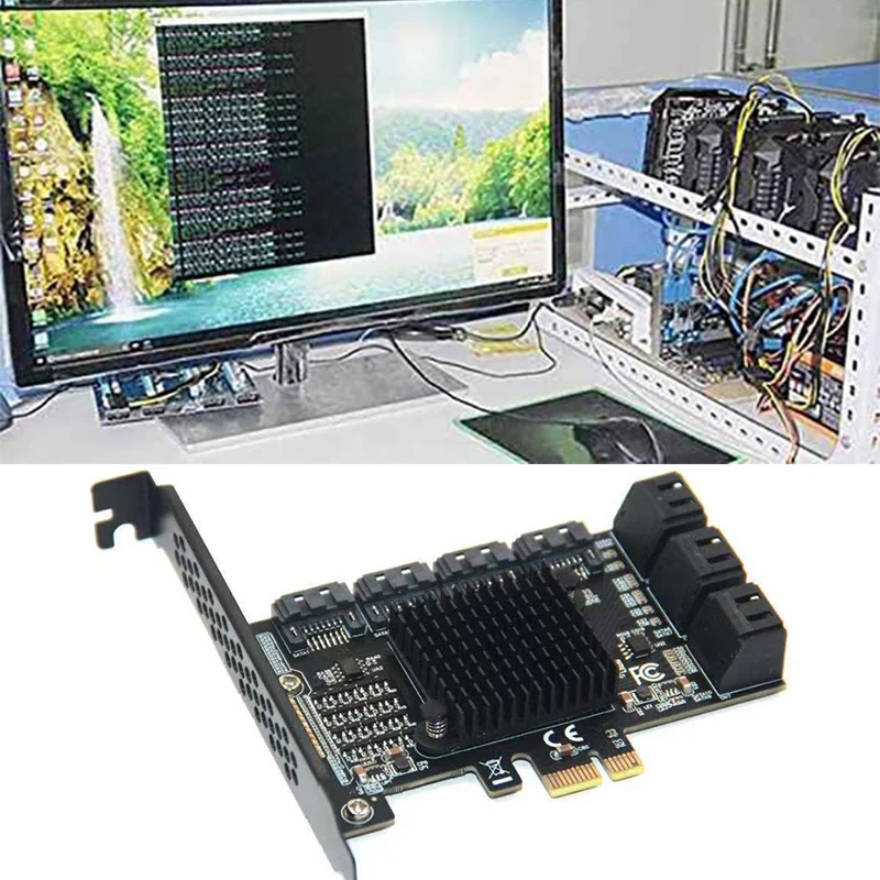 

SATA PCIE 1X адаптер 10 портов PCIE X1 X4 X8 X16 к SATA 3,0 6Gbps Плата расширения скорости интерфейса для настольного ПК